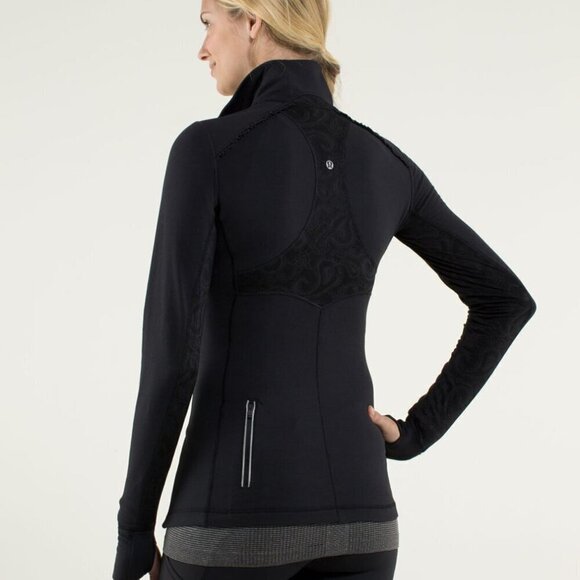Lululemon Star Runner Pullover Black Mesh Lace 1/2 Zip Women's Size 4 - Picture 1 of 12